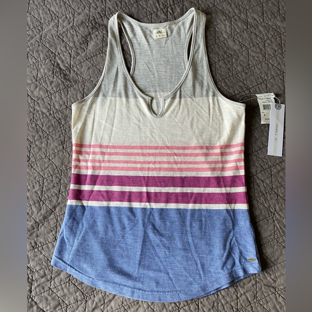 NWT O’Neill Striped cotton blend Beach Racer back Tank Top size small